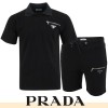PRADA 프라다 오픈카라 지퍼포켓 반팔 & 반바지 세트