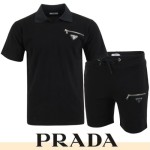 PRADA 프라다 오픈카라 지퍼포켓 반팔 & 반바지 세트