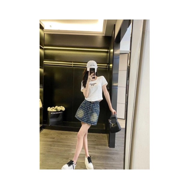 MIUMIU 미우미우 청 치마 반팔셋트