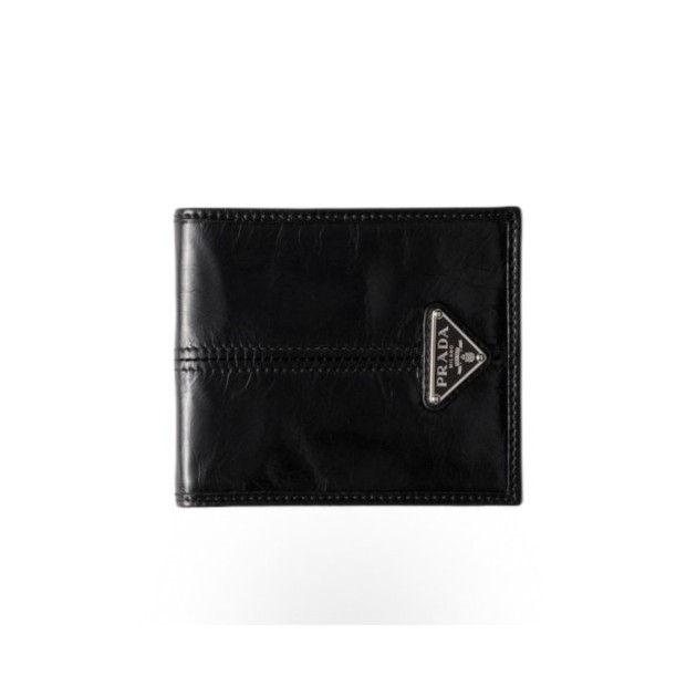 PRADA 프라다 삼각 메탈 로고 플랩 가죽 지갑 2M0513