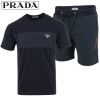 PRADA 프라다 배색 로고 패치 반팔 & 우븐 반바지 세트