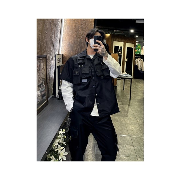 PRADA 프라다 리나일론 멀티 포켓 숏 슬리브 셔츠 자켓