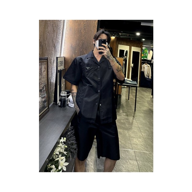 PRADA 프라다 리나일론 오픈 숏 슬리브 셔츠 자켓