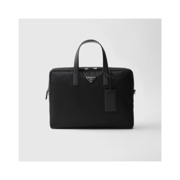 PRADA 프라다 리나일론 사피아노 가죽 브리프케이스 2VE005