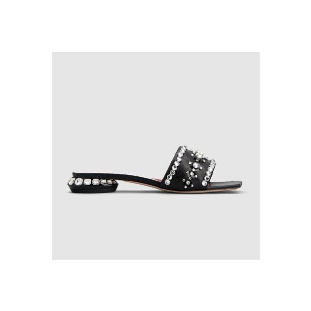 ROGER VIVIER 로저비비에 여성용 주얼 힐 가죽 뮬 6913