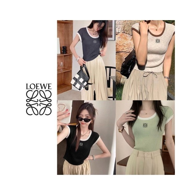 LOEWE 로에베 배색 민소매 나시니트
