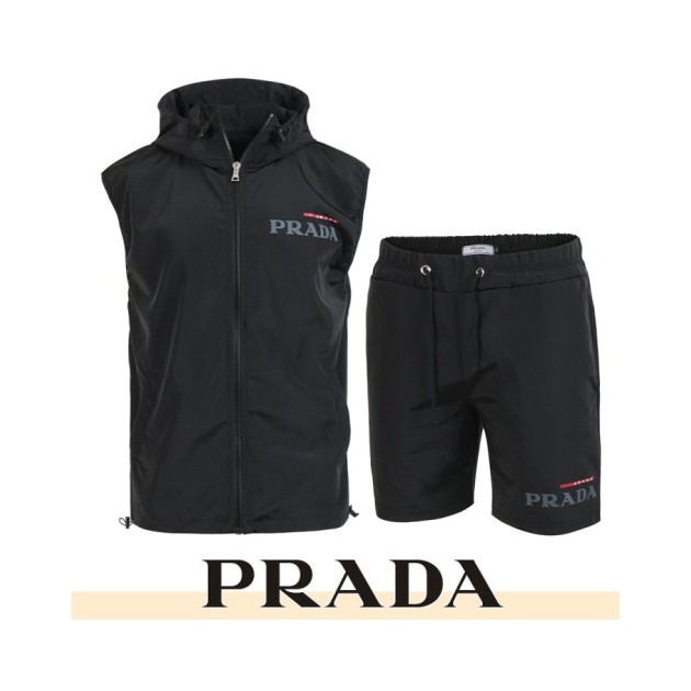 PRADA 프라다 레터링 나일론 베스트 셋업