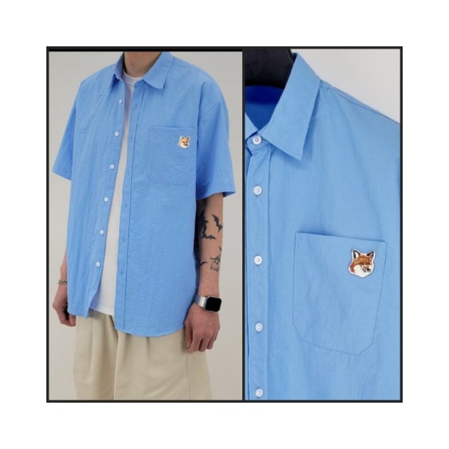 MAISON KITSUNE 메종키츠네 폭스헤드 나일론 셔츠