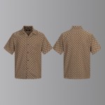 GUCCI 구찌 자카드 오픈 카라 쇼트 슬리브 셔츠