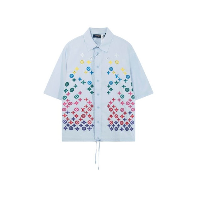 LOUIS VUITTON 루이비통 플라워 엠브로이더드 쇼트 슬리브 셔츠