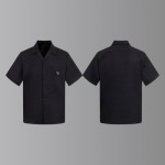 PRADA 프라다 메탈 플레이트 오픈 카라 쇼트 슬리브 셔츠