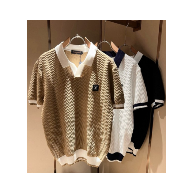 LOUIS VUITTON 루이비통 LV 래더패치 배색PK 반팔티 3COLOR