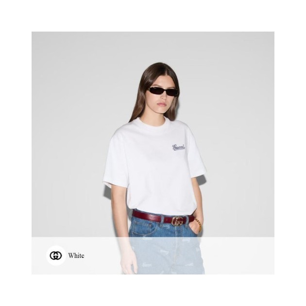 GUCCI 구찌 캘리 이탤릭 자수 티셔츠