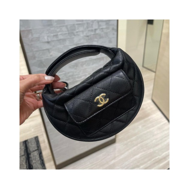 CHANEL 샤넬 23B 캐비어 퀼티드 미니 탑핸들 백
