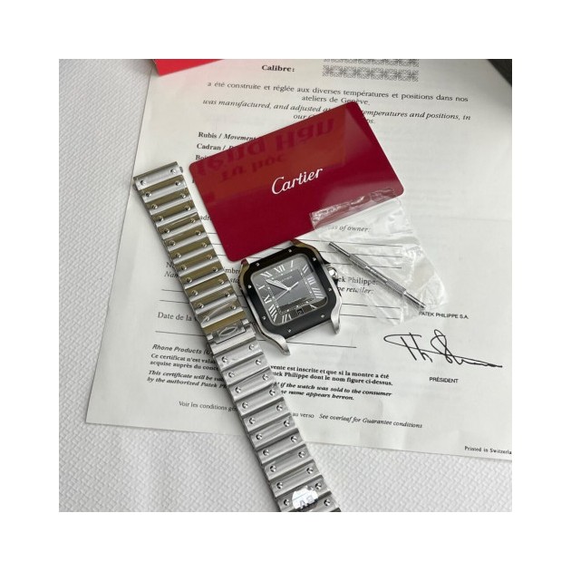 CARTIER 까르띠에 산토스 드 까르띠에 라지 블랙 다이얼 40mm WSSA0037
