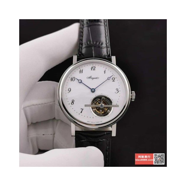 BREGUET 브레게 뚜르비옹 울트라씬 클래식 컴플렉스 화이트골드 레더 스트랩 42mm 5367PT/29/9WU