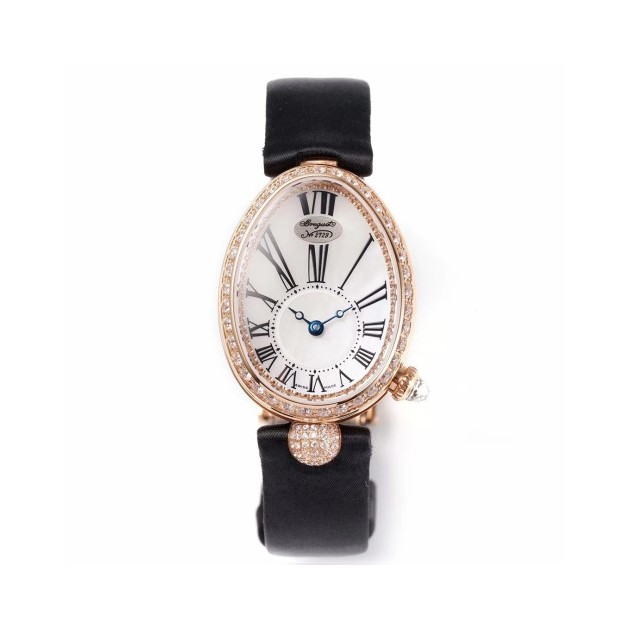 BREGUET 브레게 퀸 오브 나폴리 로즈골드 다이아 베젤 실크/레더 스트랩 V2버전 8928BR/51/944/DD0D