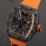 RICHARD MILLE 리차드밀 블랙 NTPT 카본 뚜르비옹 오렌지 우븐스트랩 RM12-01