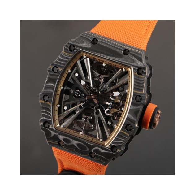 RICHARD MILLE 리차드밀 블랙 NTPT 카본 뚜르비옹 오렌지 우븐스트랩 RM12-01