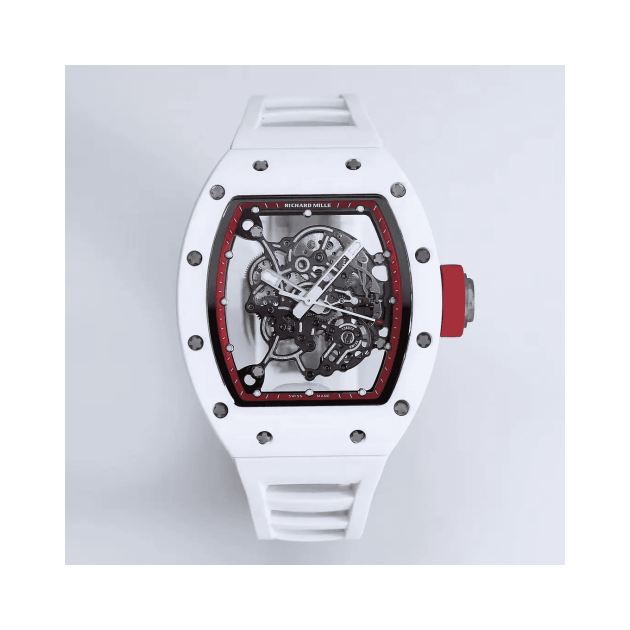 RICHARD MILLE 리차드밀 부바왓슨 화이트 세라믹 스켈레톤 다이얼 화이트 러버밴드 V3버전 RM-055