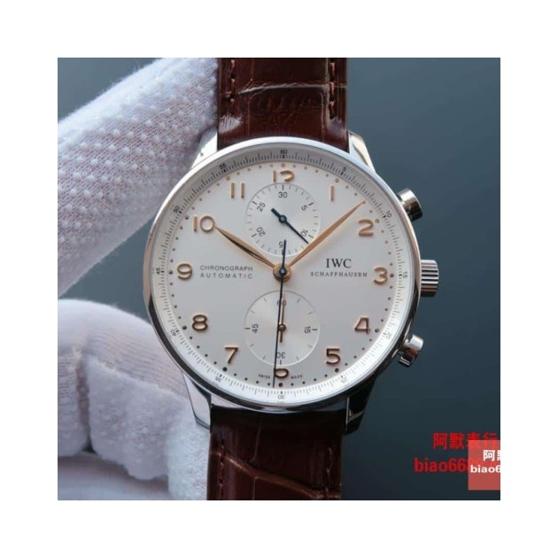 IWC 아이더블유씨 포르투기저 크로노그래프 골드핸즈 레더 스트랩 40.9mm IWC371445