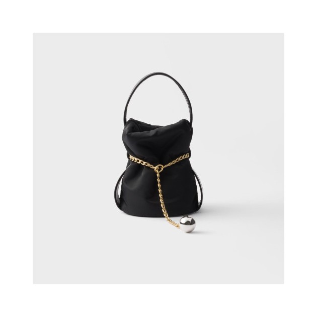 PRADA 프라다 쁘띠 삭 누아르 미니 리나일론 및 나파 가죽 버킷백 1BE088 2COLOR