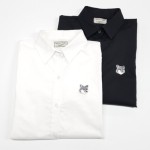 MAISON KITSUNE 메종키츠네 그레이 폭스헤드 솔리드 셔츠