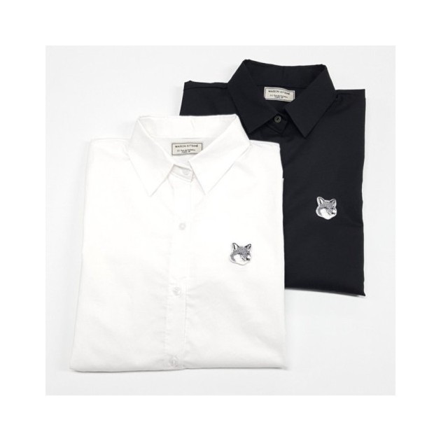 MAISON KITSUNE 메종키츠네 그레이 폭스헤드 솔리드 셔츠