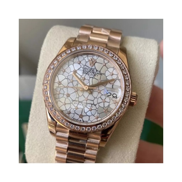 ROLEX 로렉스 여성용 데이저스트 플로럴 다이얼 다이아베젤 31mm 278285