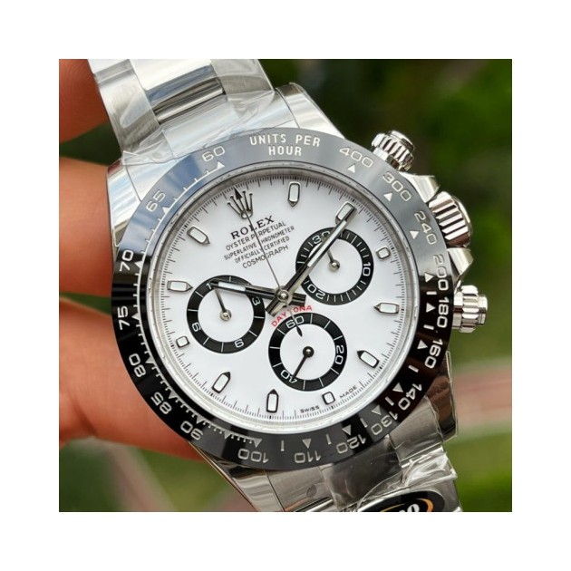 ROLEX 로렉스 데이토나 크로노그래프 팬더 화이트 다이얼 바인덱스 세라믹베젤 러버밴드 40mm 116500