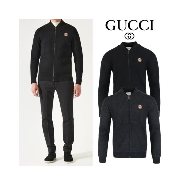 GUCCI 구찌 골드스틸 레더 램스울 니트 집업 2COLOR