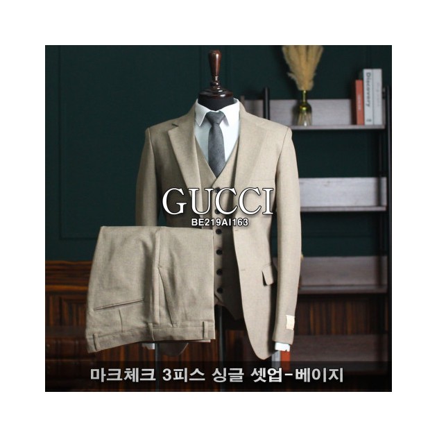 GUCCI 구찌 마크체크 3피스 싱글 셋업