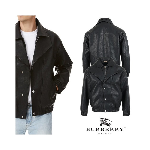 BURBERRY 버버리 더블 숄카라 레더자켓