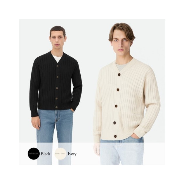 BOTTEGA VENETA 보테가베네타 사이드 로고 자수 니트 가디건