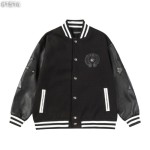 CHROME HEARTS 크롬하츠 크로스 레더 홀스슈 바시티 자켓
