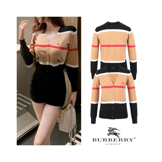 BURBERRY 버버리 기마자수 라인 울 가디건