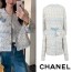 CHANEL 샤넬 자카드 아이보리 꽃브로치 트위드 자켓