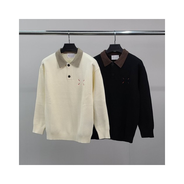 MAISON MARGIELA 메종마르지엘라 로고자수 와플 카라 니트