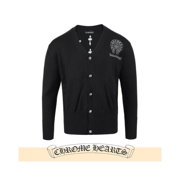 CHROME HEARTS 크롬하츠 실버 스티치 말굽 울 가디건