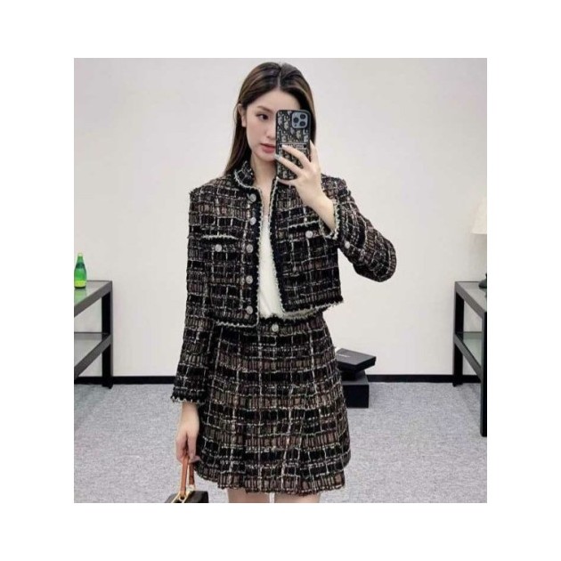 CHANEL 샤넬 트위드자켓 & 플리츠 스커트 셋업