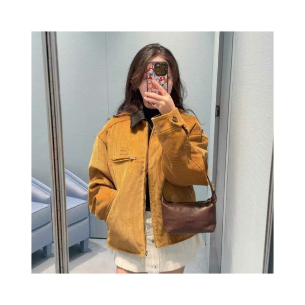 MIUMIU 미우미우 레더카라 코듀로이 자켓
