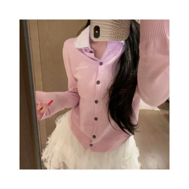MIUMIU 미우미우 라펠 니트 가디건 5COLOR