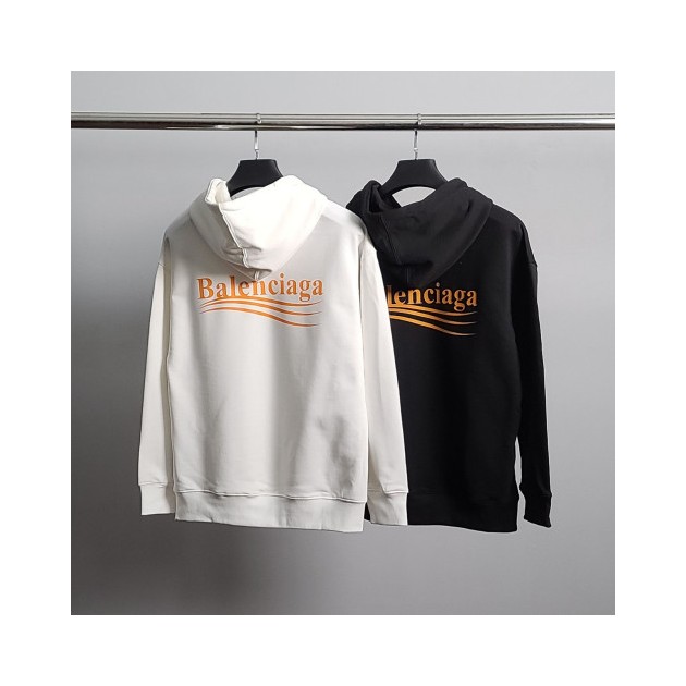 BALENCIAGA 발렌시아가 오렌지 웨이브 코튼 후드티