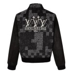 LOUIS VUITTON 루이비통 믹스 레더 바시티 블루종 자켓