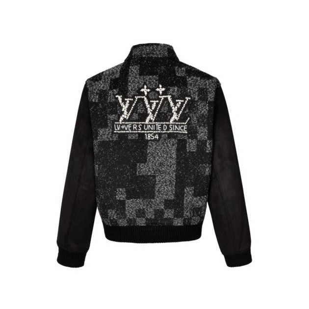 LOUIS VUITTON 루이비통 믹스 레더 바시티 블루종 자켓