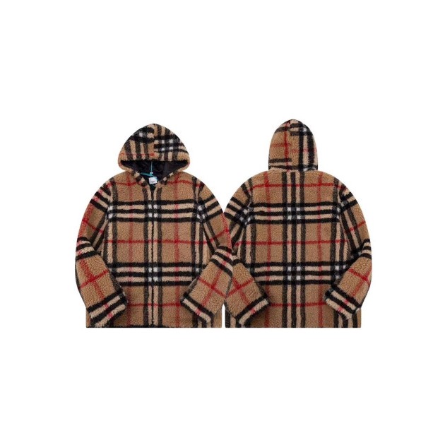 BURBERRY 버버리 체크 플리스 후드 자켓