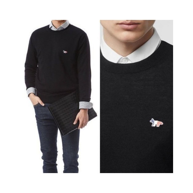 MAISON KITSUNE 메종키츠네 트리컬러 라운드니트