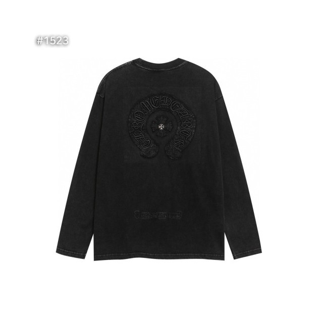 CHROME HEARTS 크롬하츠 아플리케 워싱 블랙 긴팔티셔츠