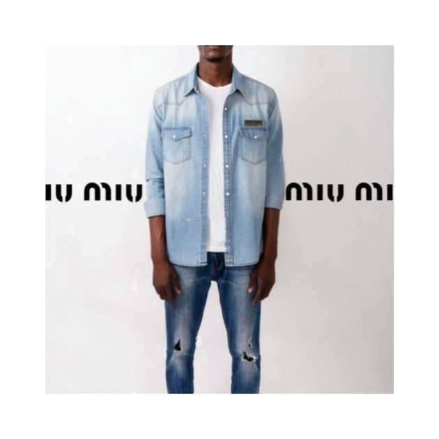 MIUMIU 미우미우 시그니처 워싱 연청 데님셔츠