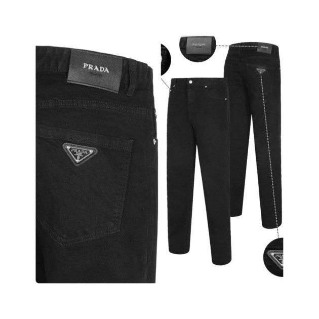 PRADA 프라다 메탈 삼각패치 블랙진